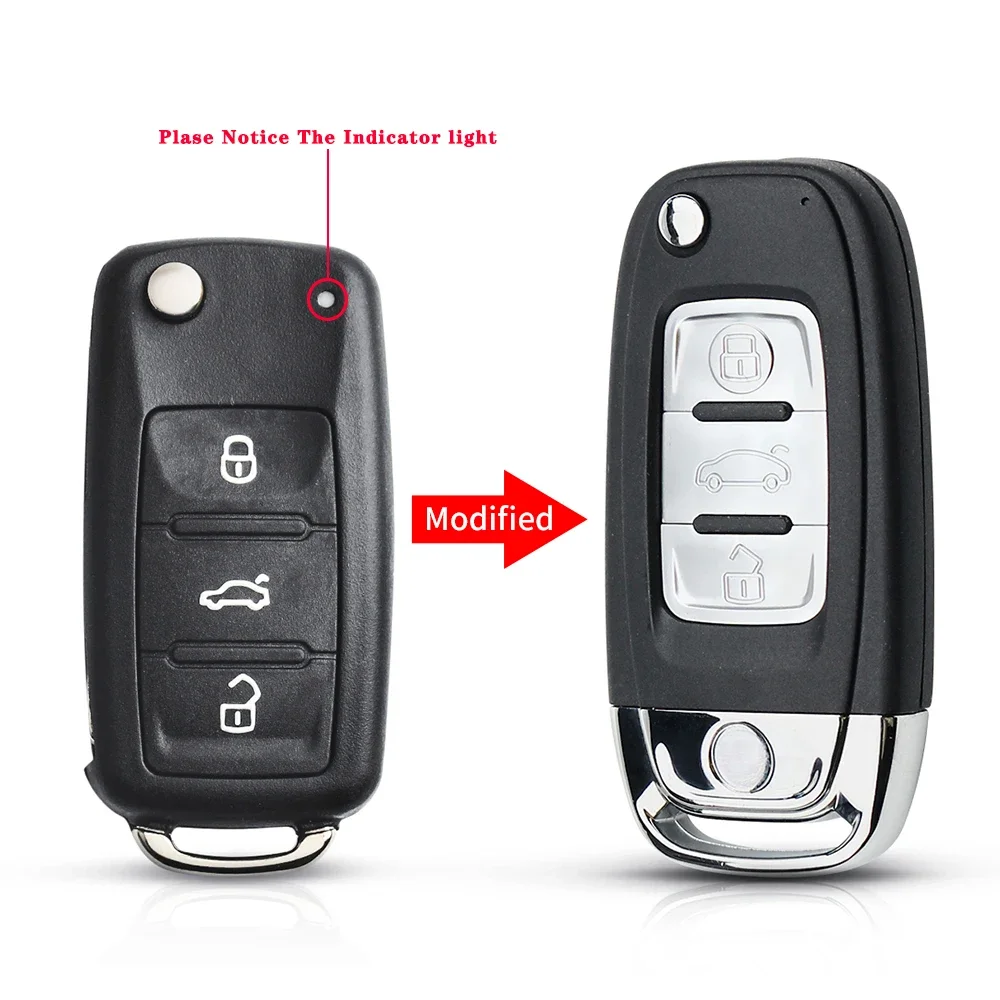 KEYYOU Modified Flip 3 Buttons Remote Key Shell Fit For VW Volkswagen Caddy Eos Golf Jetta Beetle Polo Tiguan Touran Replacement