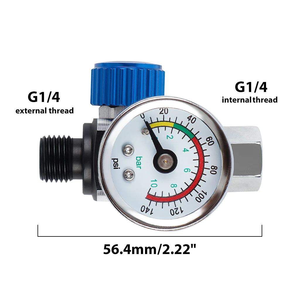 Compact Air Pressure Regulator for Air Tools, G1/4 Thread, Spray Gun Air Adjusting Valve, Regulator with Gauge, Tool Accessories