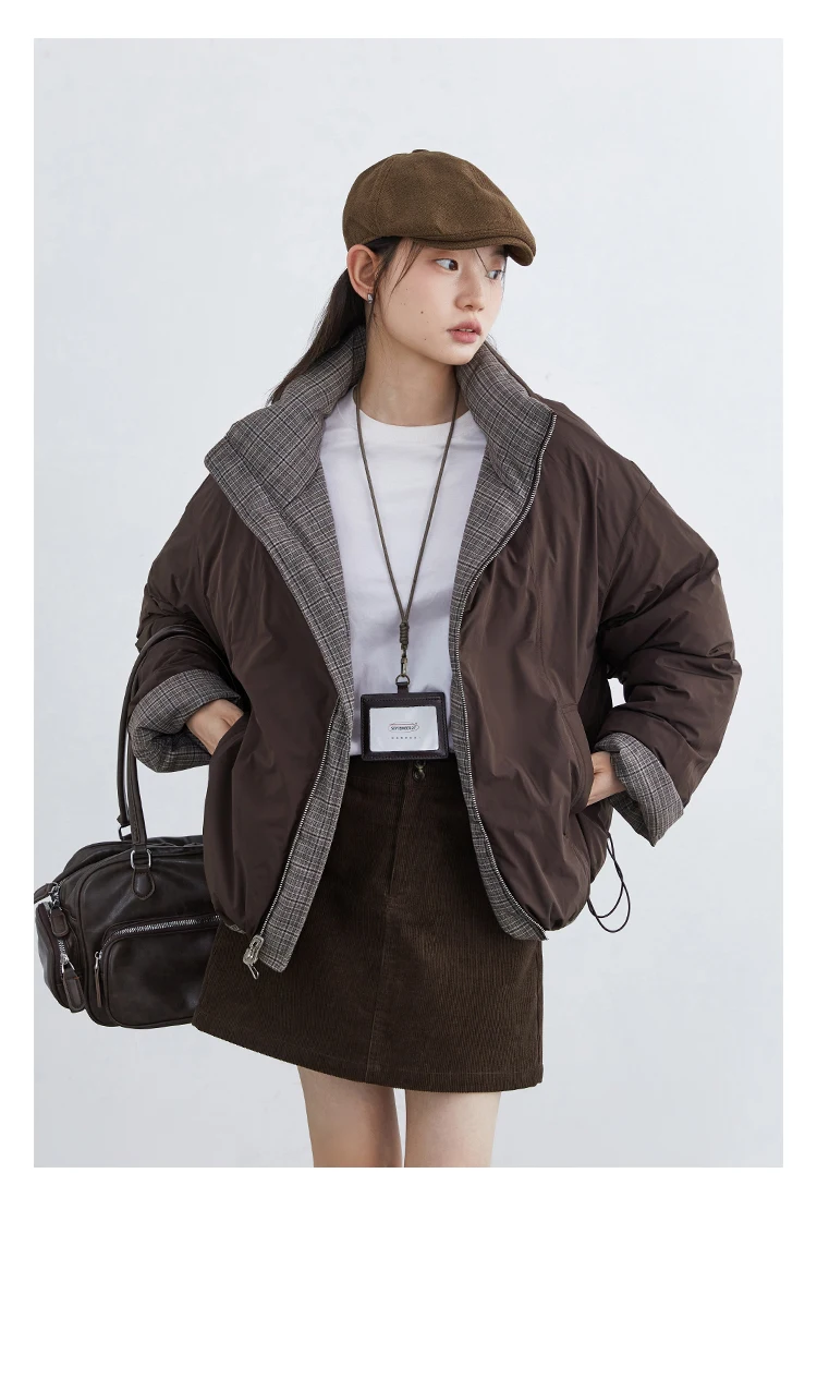 CHIC VEN Women Down Coats Retro Double-sided Stand Up Collar Down Jacket 90 White Duck Down Female Overcoat Autumn Winter 2025