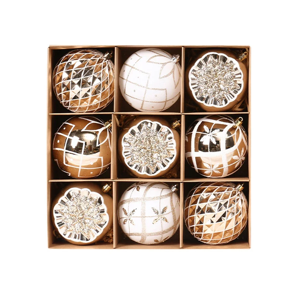 

Festive Holiday Tree Decorations Easy Hang Ornaments Glitter Finish Ornaments Indoor Outdoor Use 9pcs Ornament Set