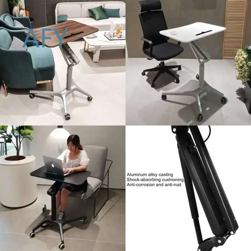 Standing Pneumatic Automatic Lift Table for Computer Office Lazy Bedside Adjustable Mobile Desk for Training Study Desk