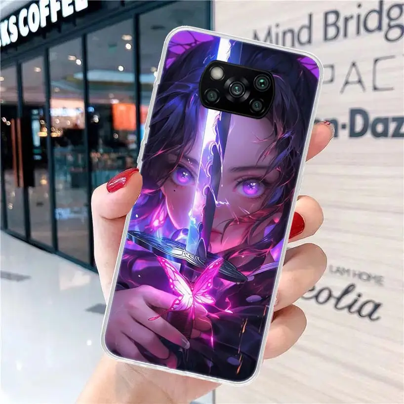 Demon Slayer Kochou Butterfly Soft Phone Case for Xiaomi Poco X6 X5 X4 Gt X3 Nfc F6 F5 Pro M5s M5 M4 M3 F4 F3 F2 F1 Capa Coque C