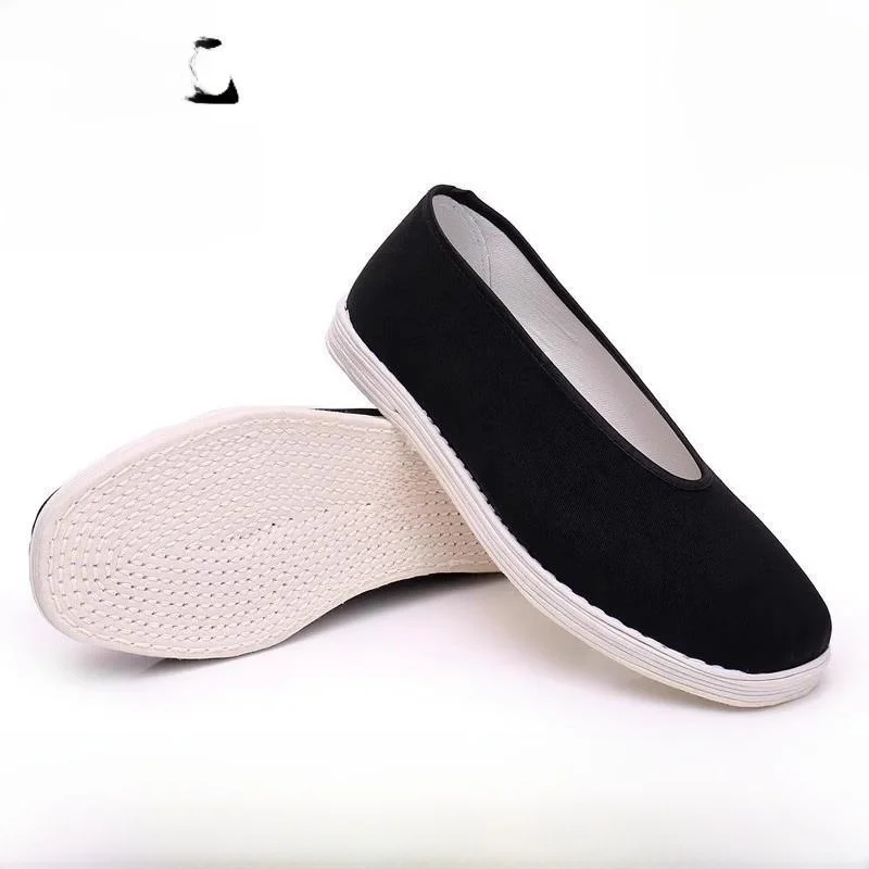 

Old Beijing Cloth Shoes Men's Spring Summer round Toe Soft Bottom Breathable Casual Handmade Multi-Layer Bottom Black Single ...