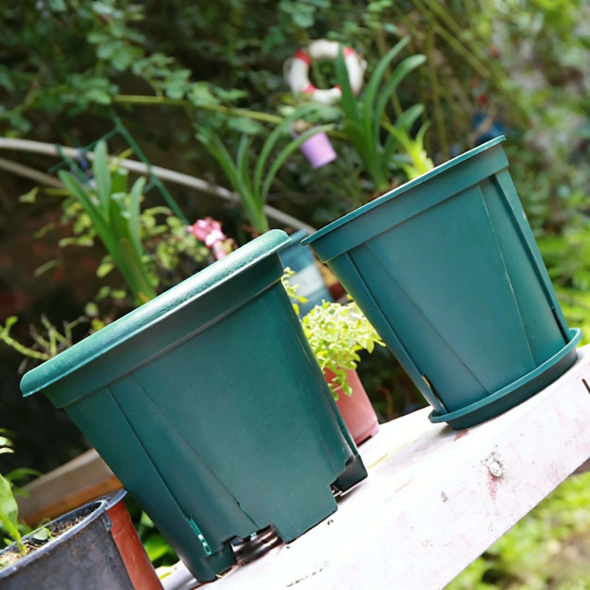 

2 шт. пластиковых поддонов для цветочных горшков, зеленые, для выращивания растений, садовые инструменты, милые горшки для рассады, для садоводства, для трав и суккулентов