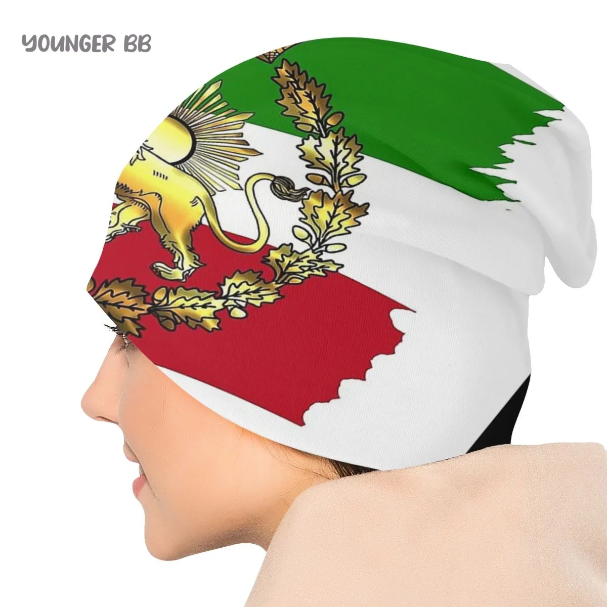 Bonnet Hats Iran flag Men Women\'s Knitting Hat Iran Pahlavi\'s Flag With Lion And Crown  Warm Cap Beanies Thermal Elastic Caps