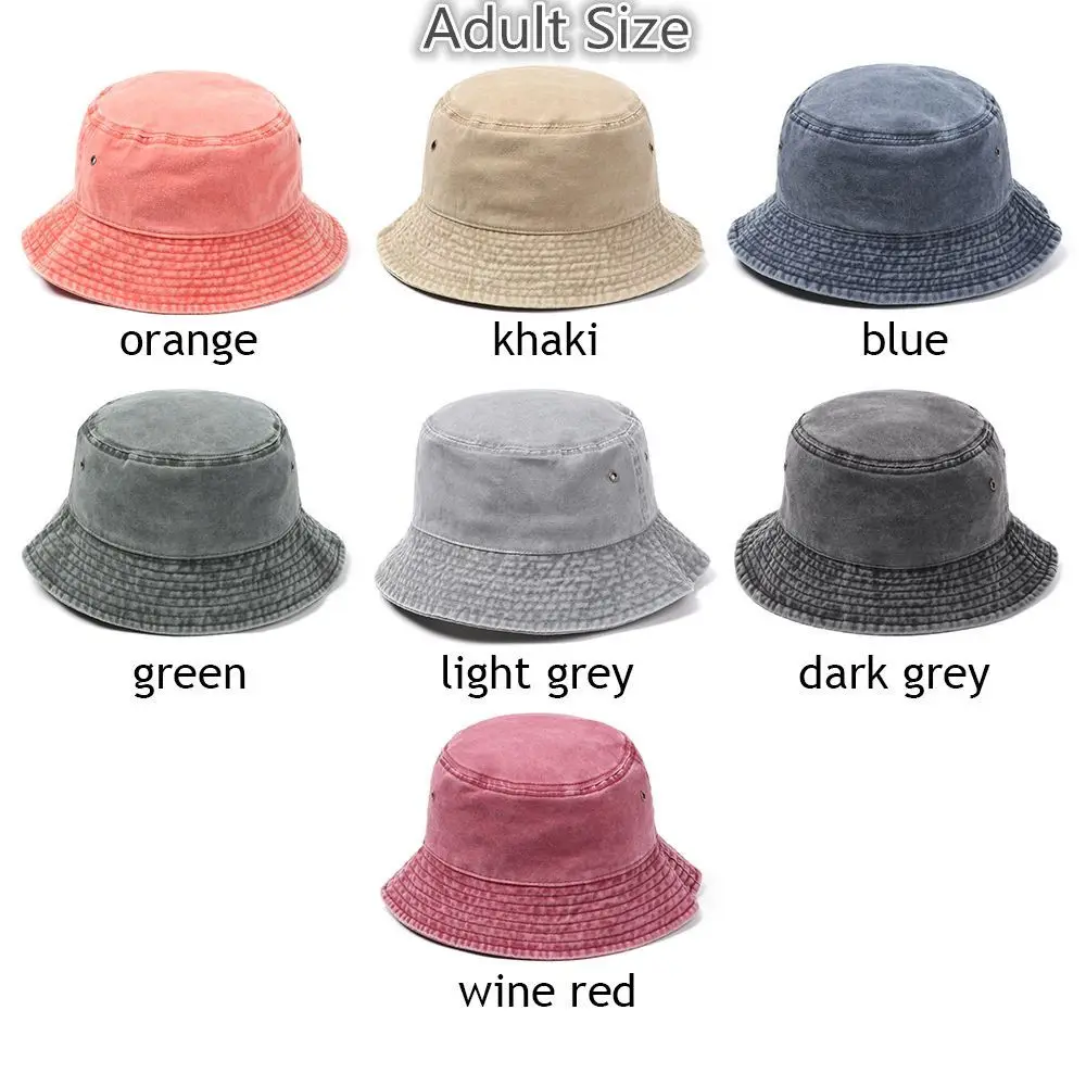 Washed Denim Bucket Hat Wide Brim Cotton Fisherman Hat Summer Panama Sun Hat Outdoor Beach Fishing Cap For Aldult Kids