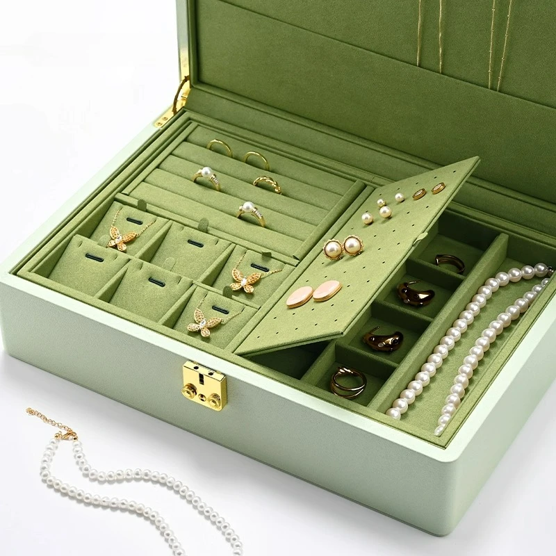 High end jewelry storage box, ring, earring, necklace storage box, multifunctional jewelry box