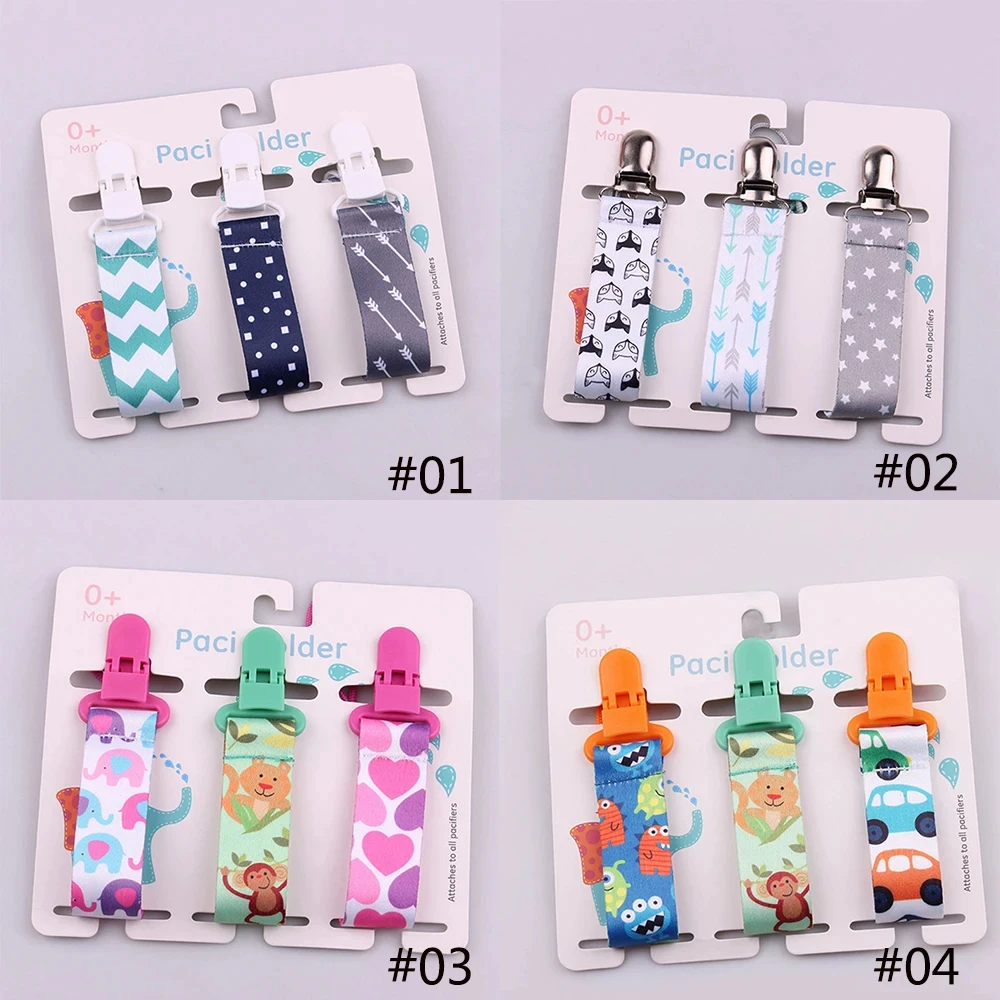 3Pcs/set Cute Cartoon Child Pacifier Chain Baby Soother Toys Anti-drop Clip Baby Pacifier Nipple Holder