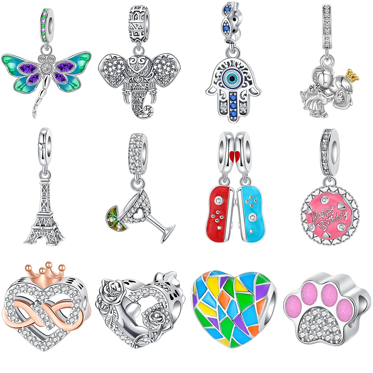 حلية من الفضة الإسترليني عيار 925 للنساء ، مناسبة لسحر باندورا الأصلي ، فراشة ، فيل ، سوار يدوي ، قلادة ، هدايا مجوهرات يمكنك صنعها بنفسك