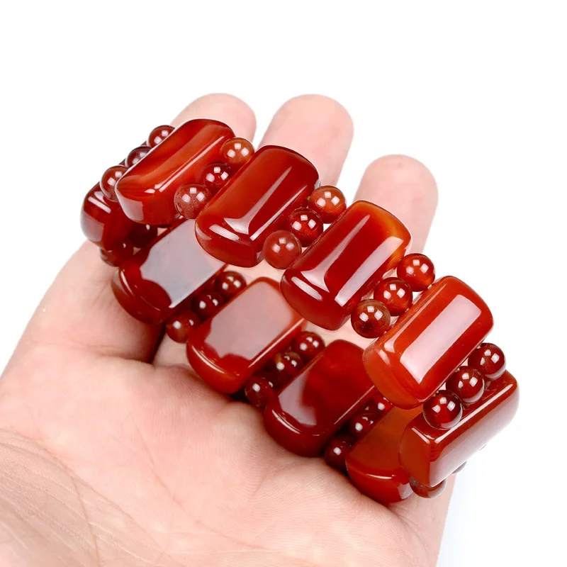 

Natural Red Agate Bangle Wide Bracelet Men Women Healing Gemstone Fine Jewelry Genuine Red Agate Stone Lucky Amulet Bracelets