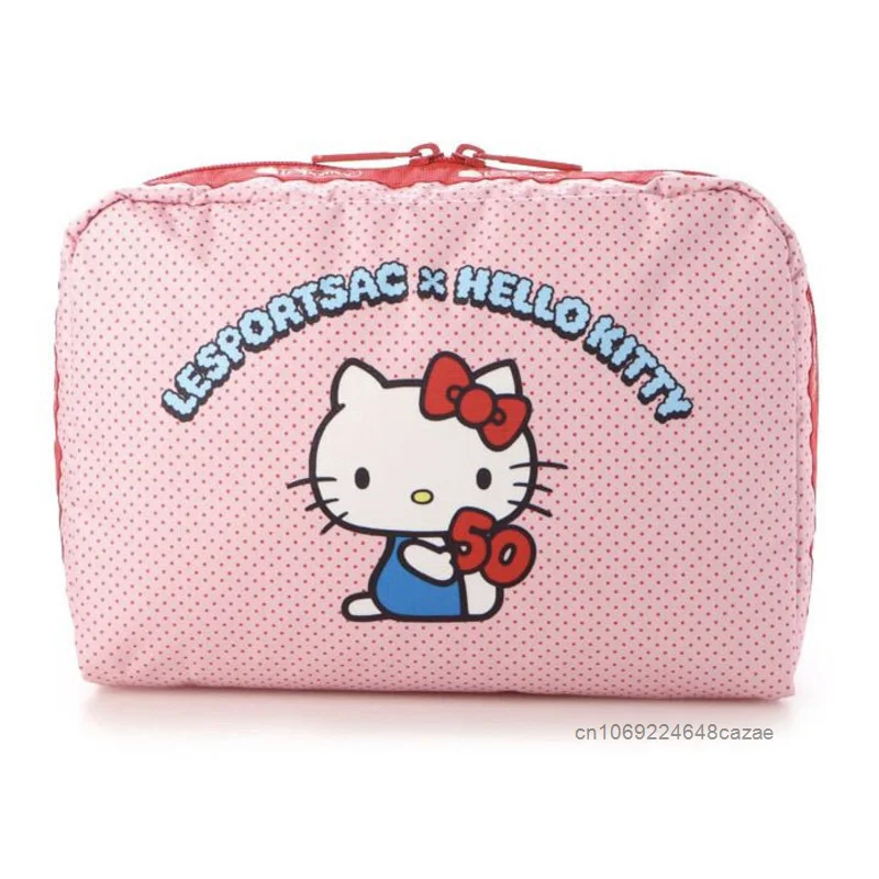 Hello Kitty Cartoon Large Capacity Makeup Bag Portable Travel Foldable Storage Bag Japanese Style Cute Printed Fashion Wash Bag