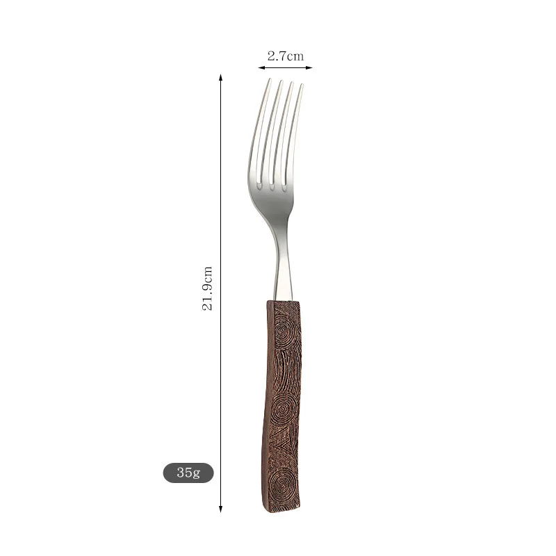 

Walnut Wood Stainless Steel Fork Elegant Carved Handle Dinner Forks Metal Cutlery for Home Restaurant Table Metal Forks