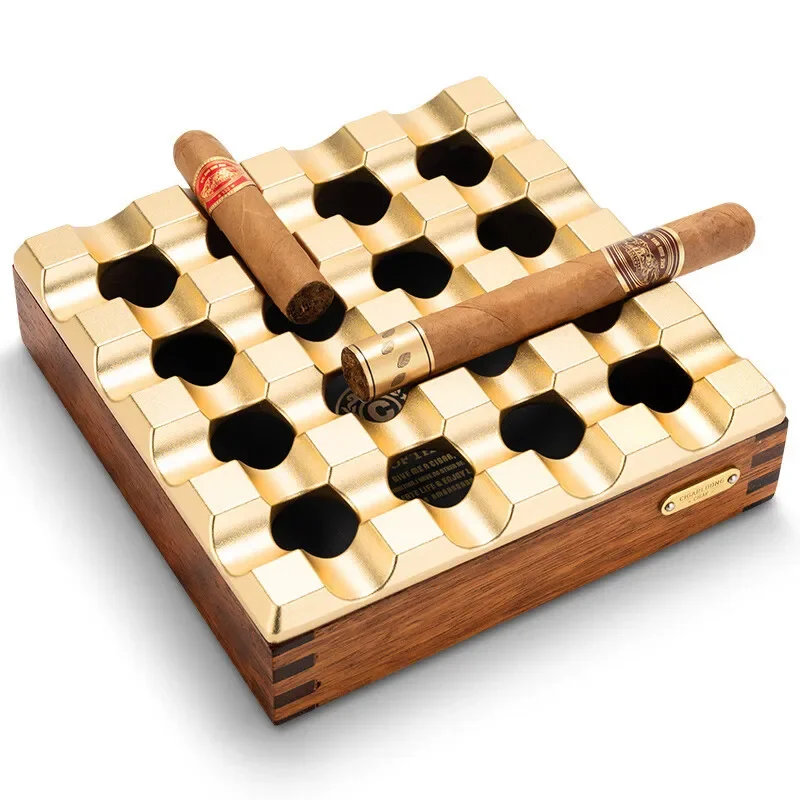 

Cigars, ashtrays, large caliber, smoke slots, non slip, metal, solid wood, cigars
