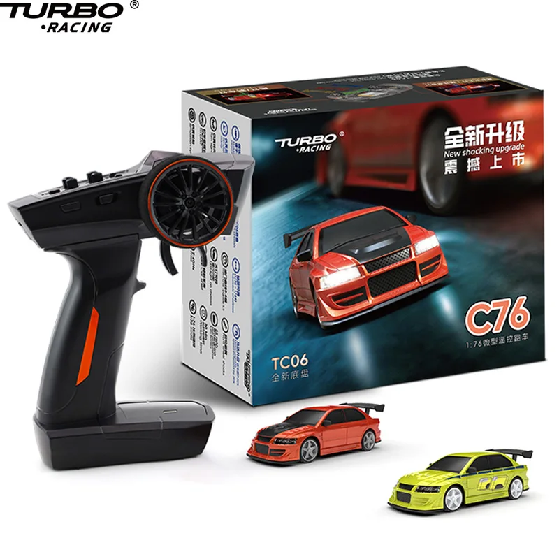 New Turbo Racing 1/76 Mini Electric Remote Control Car C76 Mini RTR Toy Car Sports Car Model Car for Adult Children's Toys Gift