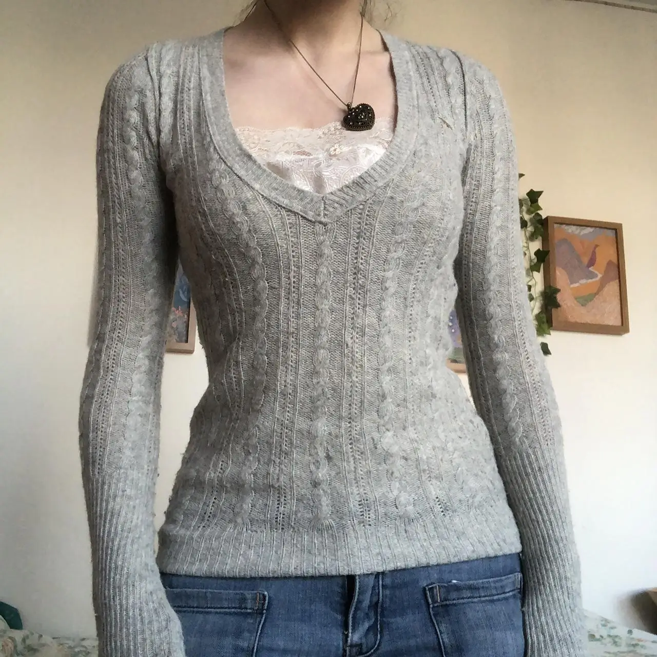 

Slim Female Pullovers Y2k 90s Sweater V Neck Long Sleeve Tops Woman's Autumn Clothes Vintage Aesthetic Women Knitwear