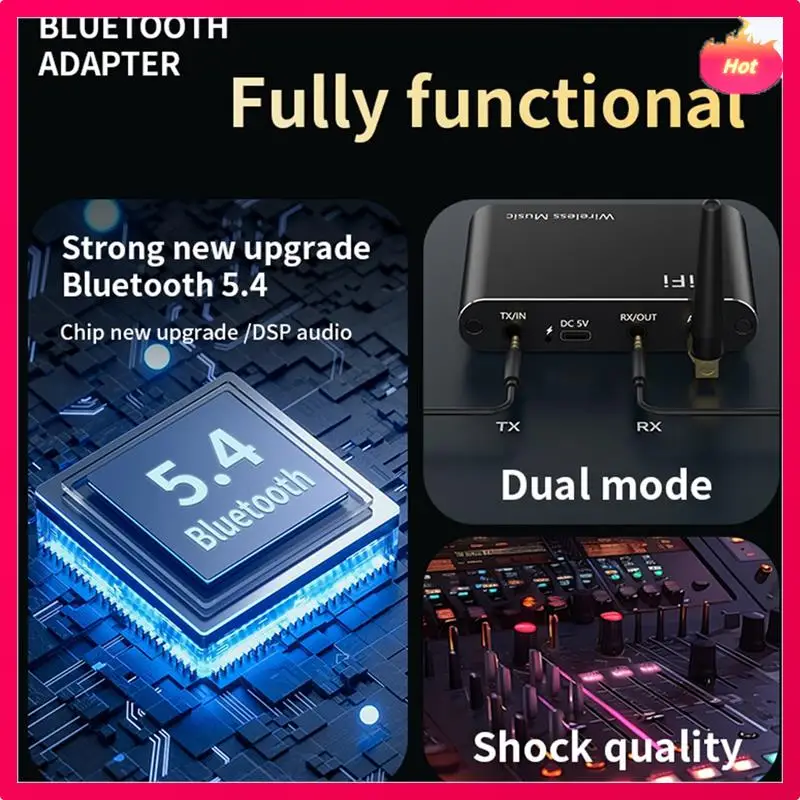 

AYHF Bluetooth 5.4 Аудио адаптер Aux Bluetooth-приемник-передатчик 2 в 1, беспроводной музыкальный усилитель, поддержка воспроизведения через USB