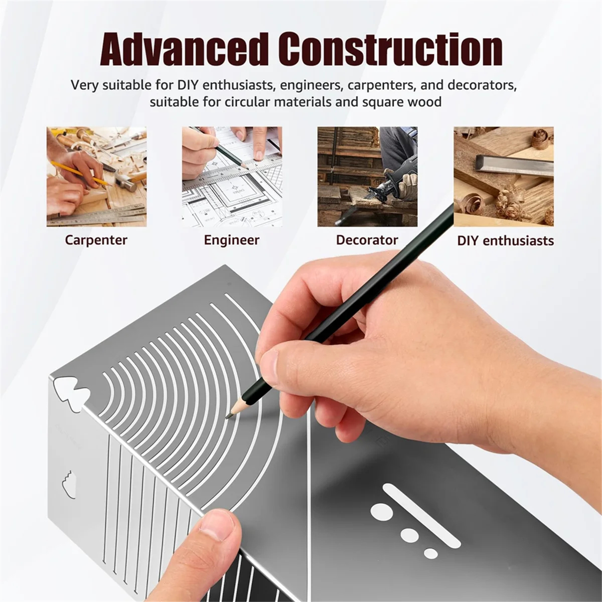 AAA87 Alat Penanda Busur Sudut Fleksibel Presisi, Scriber Busur Linier Baja Tahan Karat Dapat Disesuaikan, Alat Tabung (20-65, 20-80, 20-100)