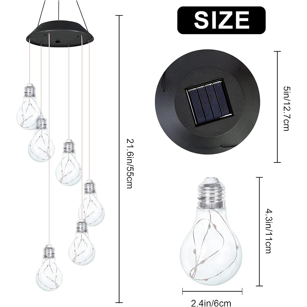 30LED Wire Hanging Solar Lights Waterproof Solar Windbell Light Christmas Decor for Outdoor Garden Balcony Bedroom Yard