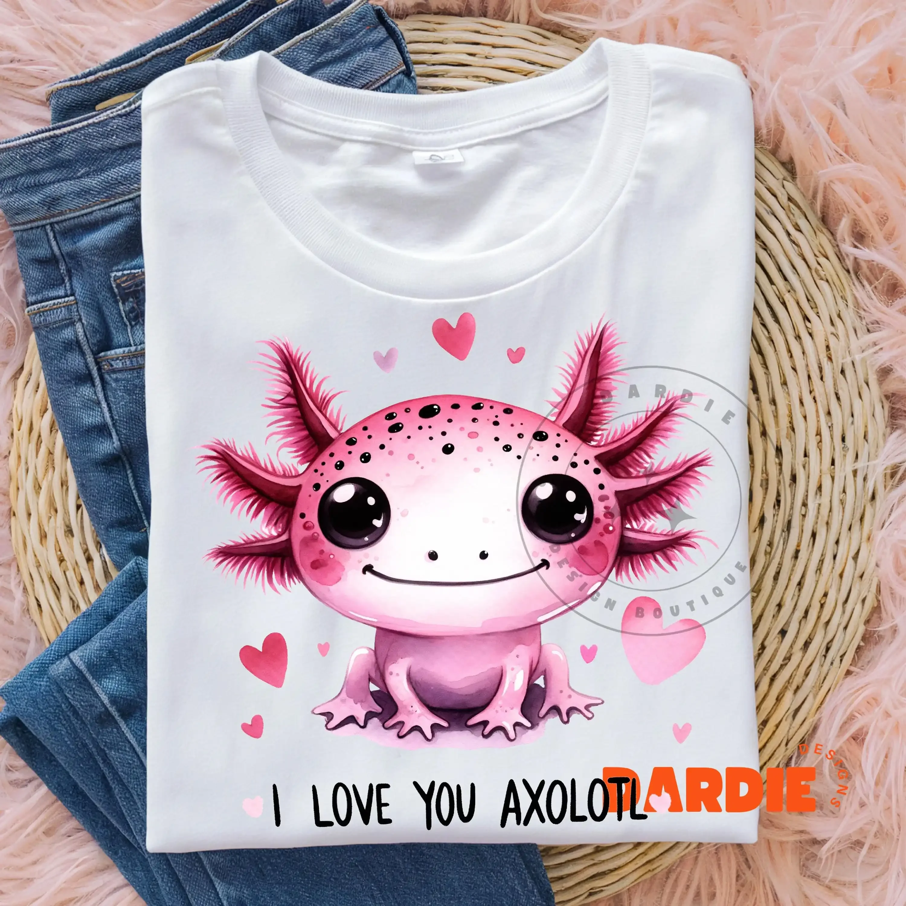 Clipart de Axolotl de San Valentín en PNG, Te Amo Muchísimo, para Camisetas, Pegatinas, Tazas, Vasos, Diseño de Sublimación DTF, Descarga Digital