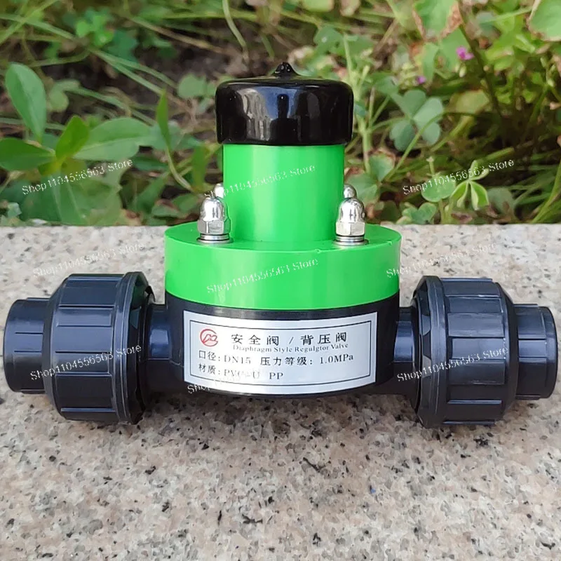 Safety Valve Green Gray UPVC Back Pressure Valve One-way Check Pressure Relief Valve DN15/25 Inner Wire Connection Adjustment