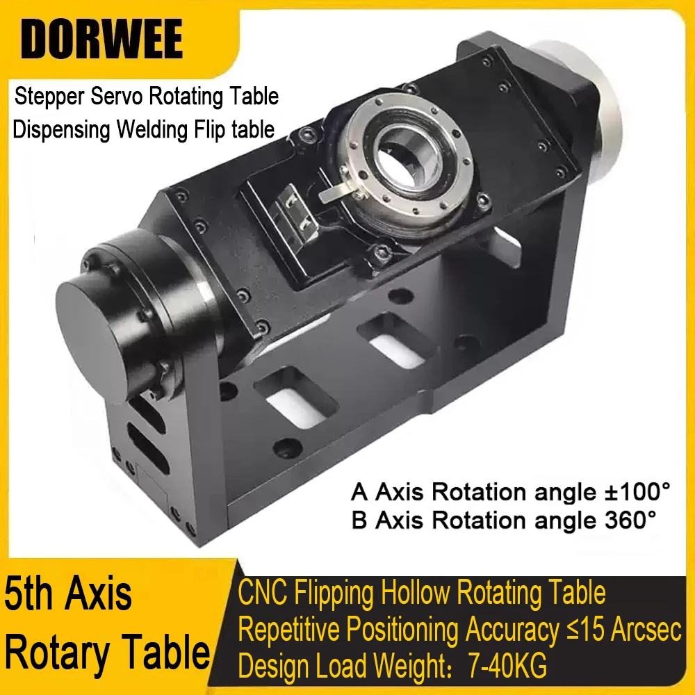 5th Axis CNC Flipped Hollow Rotating Platform Adhesive Welding Flipping Table Servo Stepper Turning Table Welding Turntable