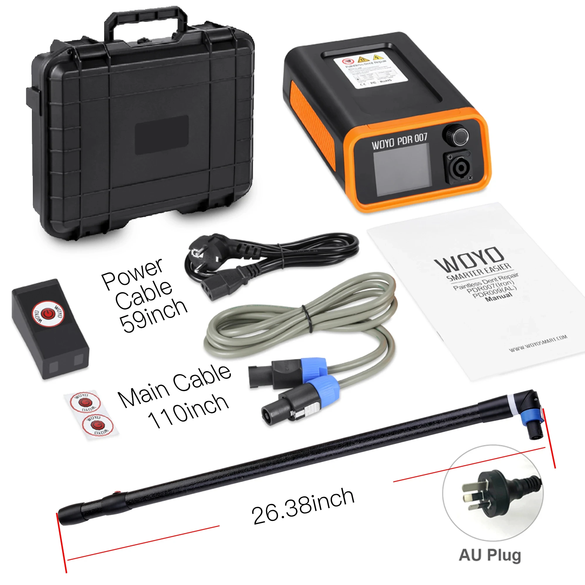 WOYO PDR007 Auto Carrosserie Reparatie PDR Gereedschap met Verlengstuk Magnetische Inductie Verwarming Verveloos Uitdeukstation Auto Uitdeuken Kits