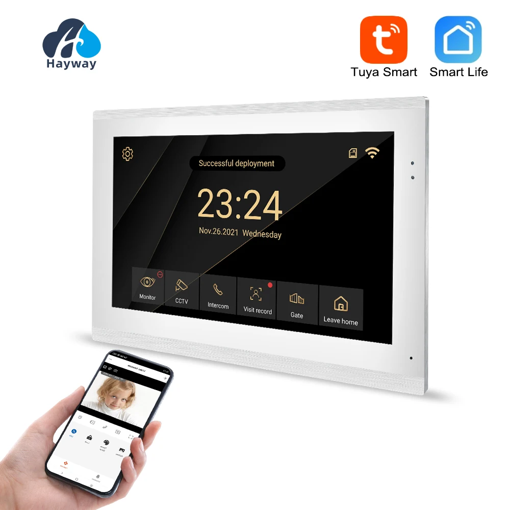 Hayway 10 Inch Video intercom Tuya Smart WIFI Video Door Phone System 1080P Doorbell Camera Full Touch Screen Monitor For Home