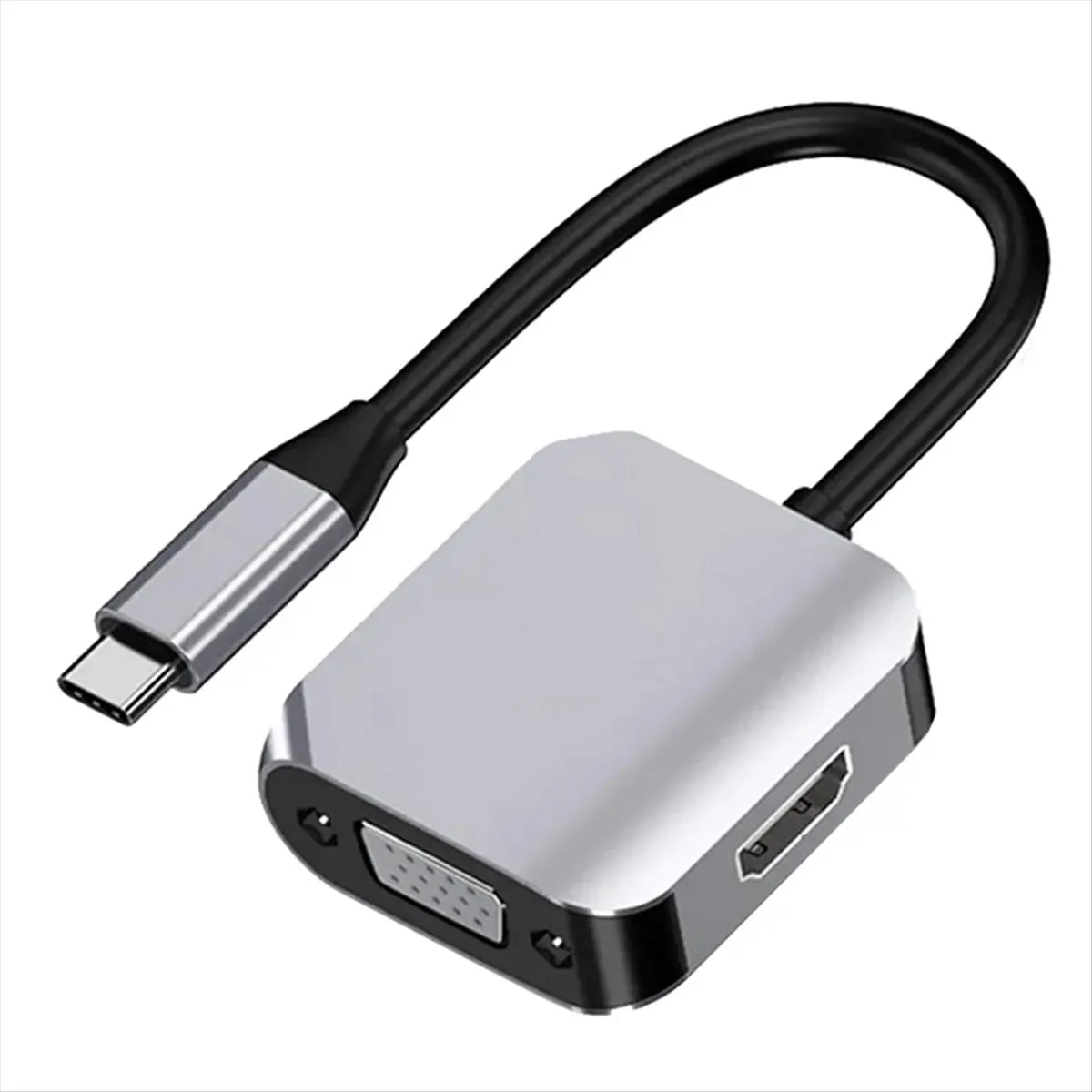 【Seasonal Sale】 USB C Docking Station, 2 in 1 USB-C to HDMI-Compatible VGA Extensor Adapter for Laptop Smartphone