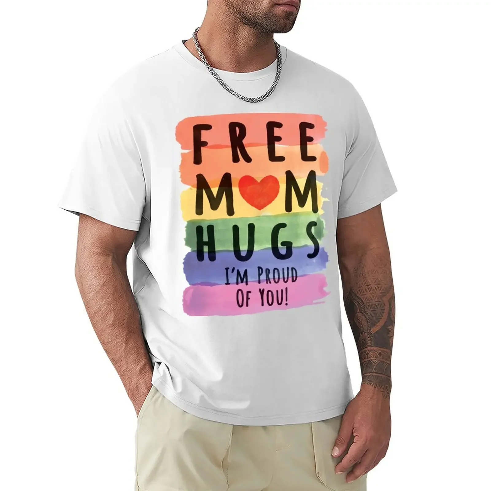 Free Mom Hugs LGBTQ+ Pride (Rectangle) T-Shirt boys animal print sublime blacks black t shirts for men