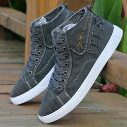 Canvas Shoes for Men 2023  New Men's Casual Shoes High Top Vulacnized Shoes Male Flats Lace-up Sneakers Zapatos Hombre for Male