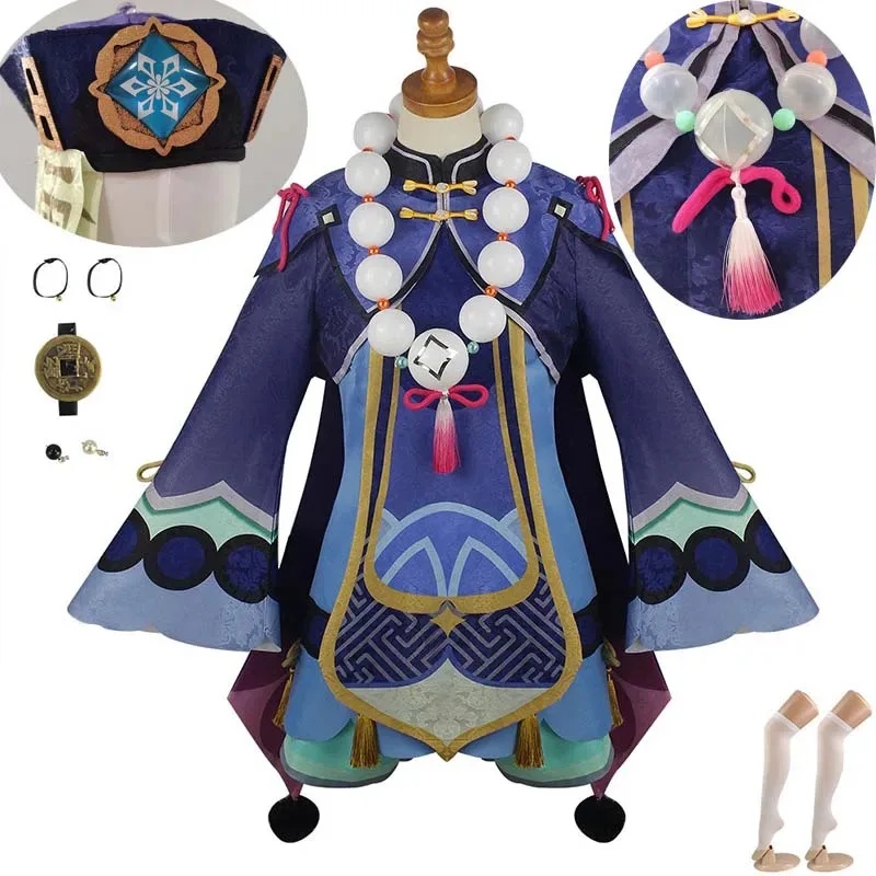 

Qiqi Cosplay Costume Zombie Qi Qi Dress with Hat Spells Socks Halloween Clothes Qi Qi Outfits For Comic Con