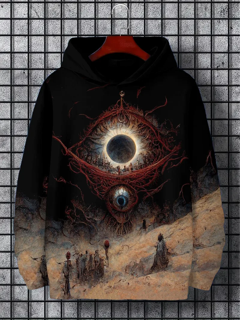 2024 New Horror Devil's Eye Art 3D Print Hoodie For Men/Women Hooded Sweatshirt Fashion Oversized Streetwear Casual Kid Sudadera