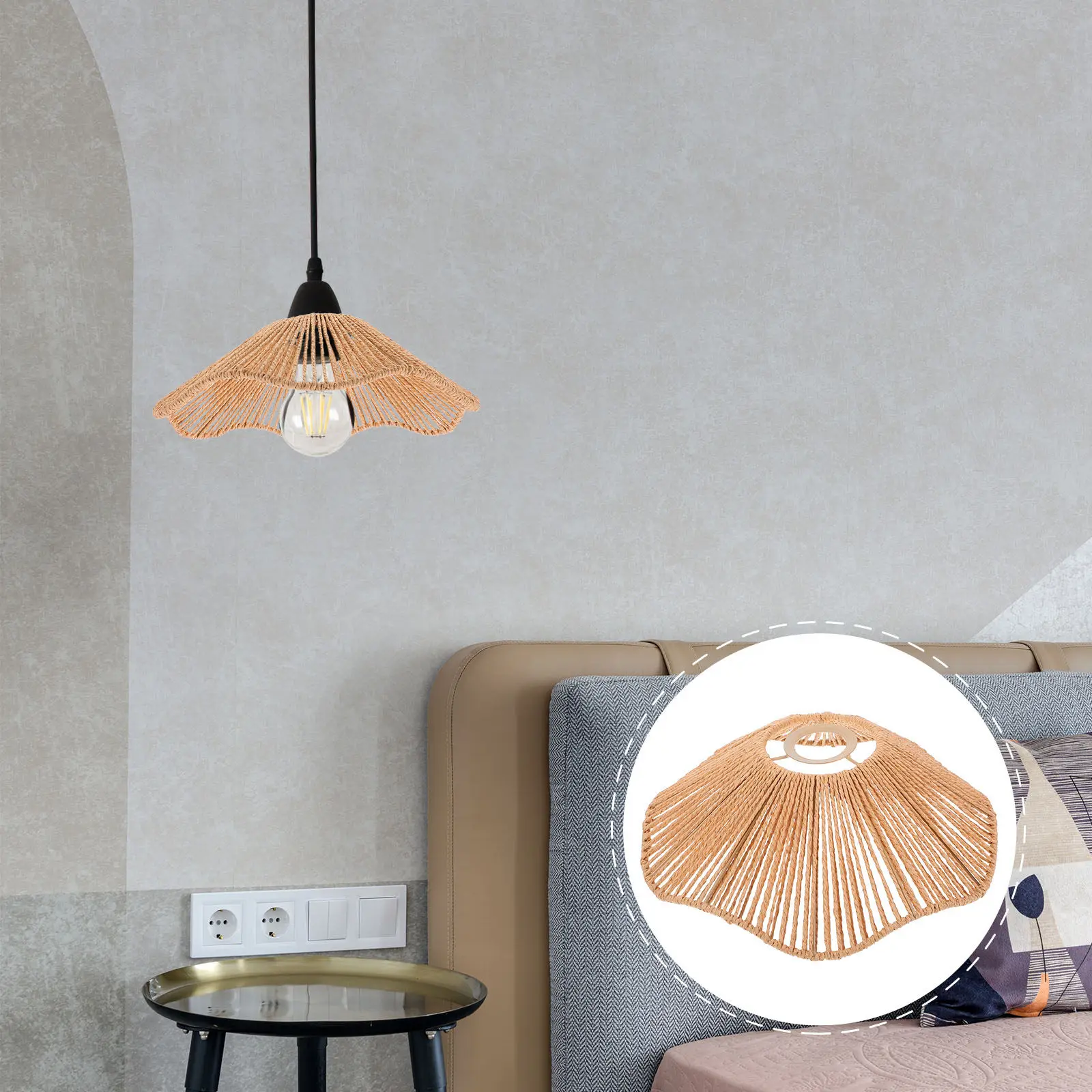 

Простой декоративный абажур для светильников в гостиной, плетеный вручную сменный чехол, идеально подходит для использования в спальне, столовой, для подвесных светильников.