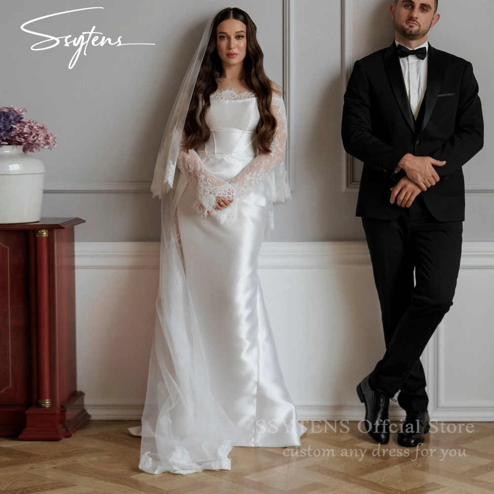 

SSYTENS Elegant Bridal Dress 2026 Lace Long Sleeves Mermaid Wedding Ceremony Dress Off the Shoulder Customized Bride Gown Women