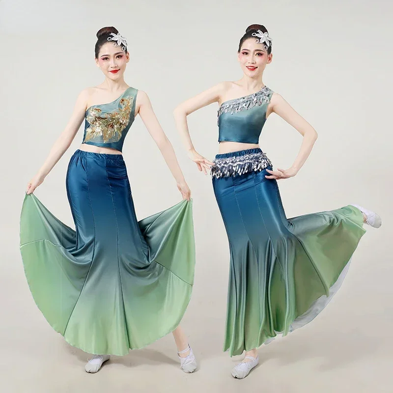 Dai kostium taneczny tradycyjny ludowy chiński paw występ na scenie Hmong rybi ogon trykot dziewczyna strój taneczny strój festiwalowy