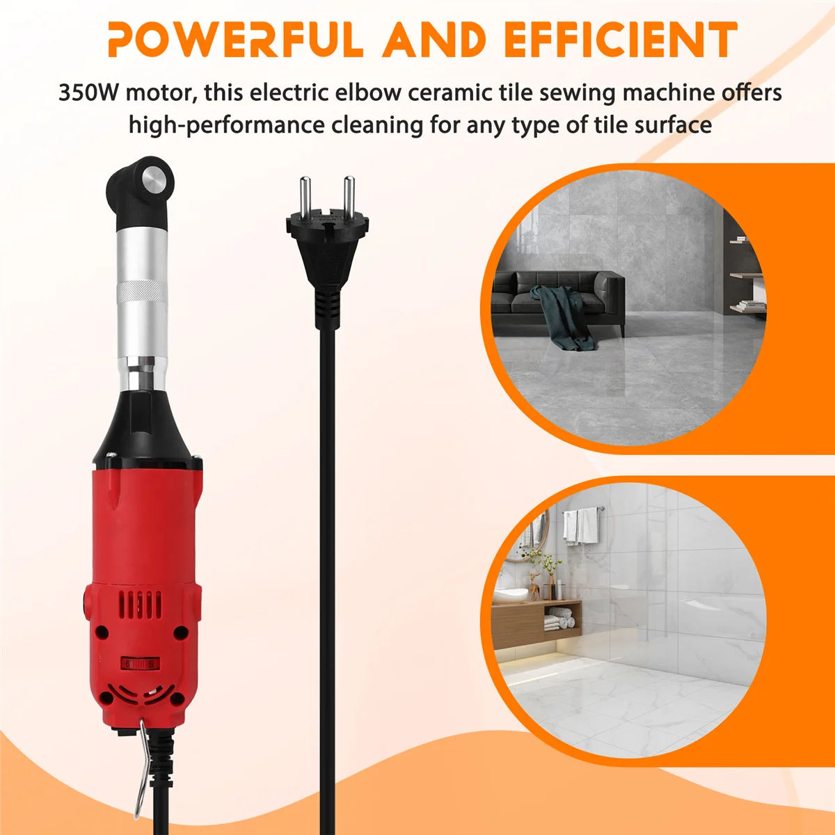 Quality! 350W 90 Degree Speed Adjustable Electric Elbow Ceramic Tile Sewing Machine Tile Cleaning Tools EU Plug