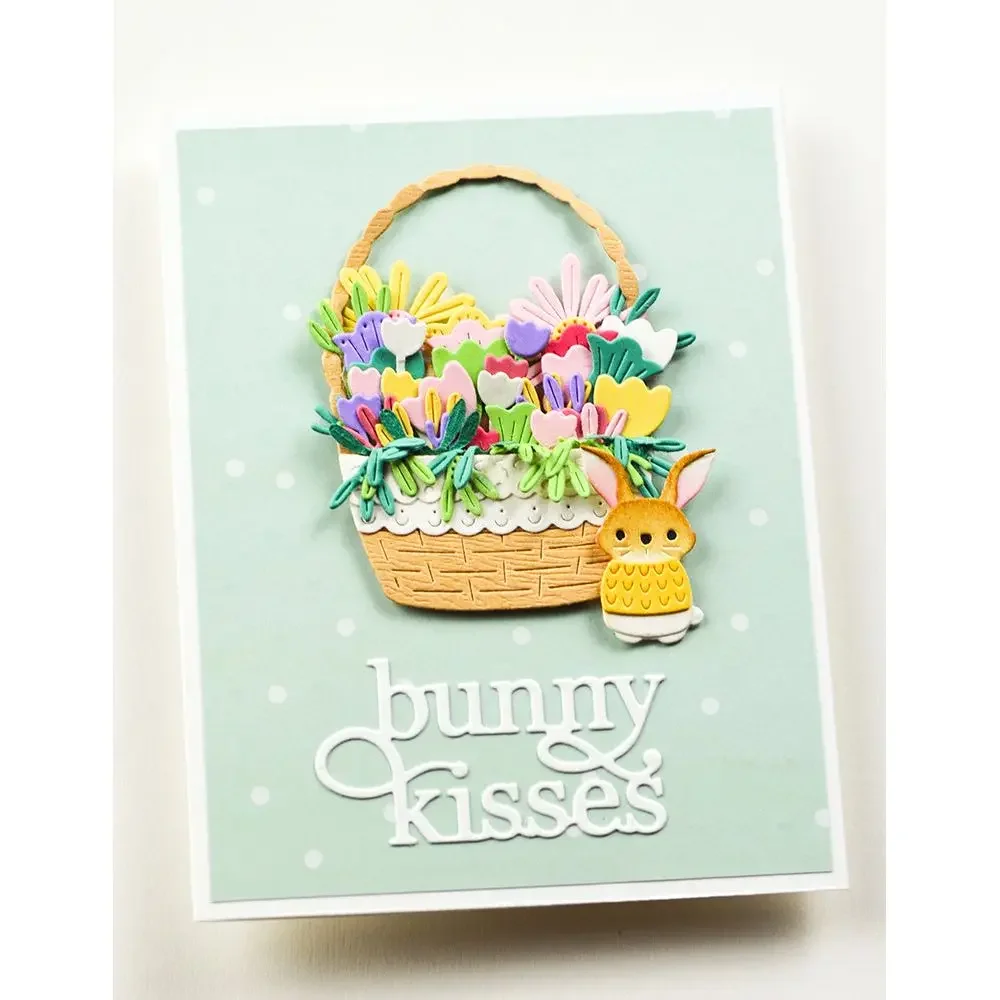 Nordic Basket Bunny Butterfly Joyful Heart Gnome Spring Easter Wishes Die DIY Scrapbooking Flower Cut Dies Embossing 2025 New