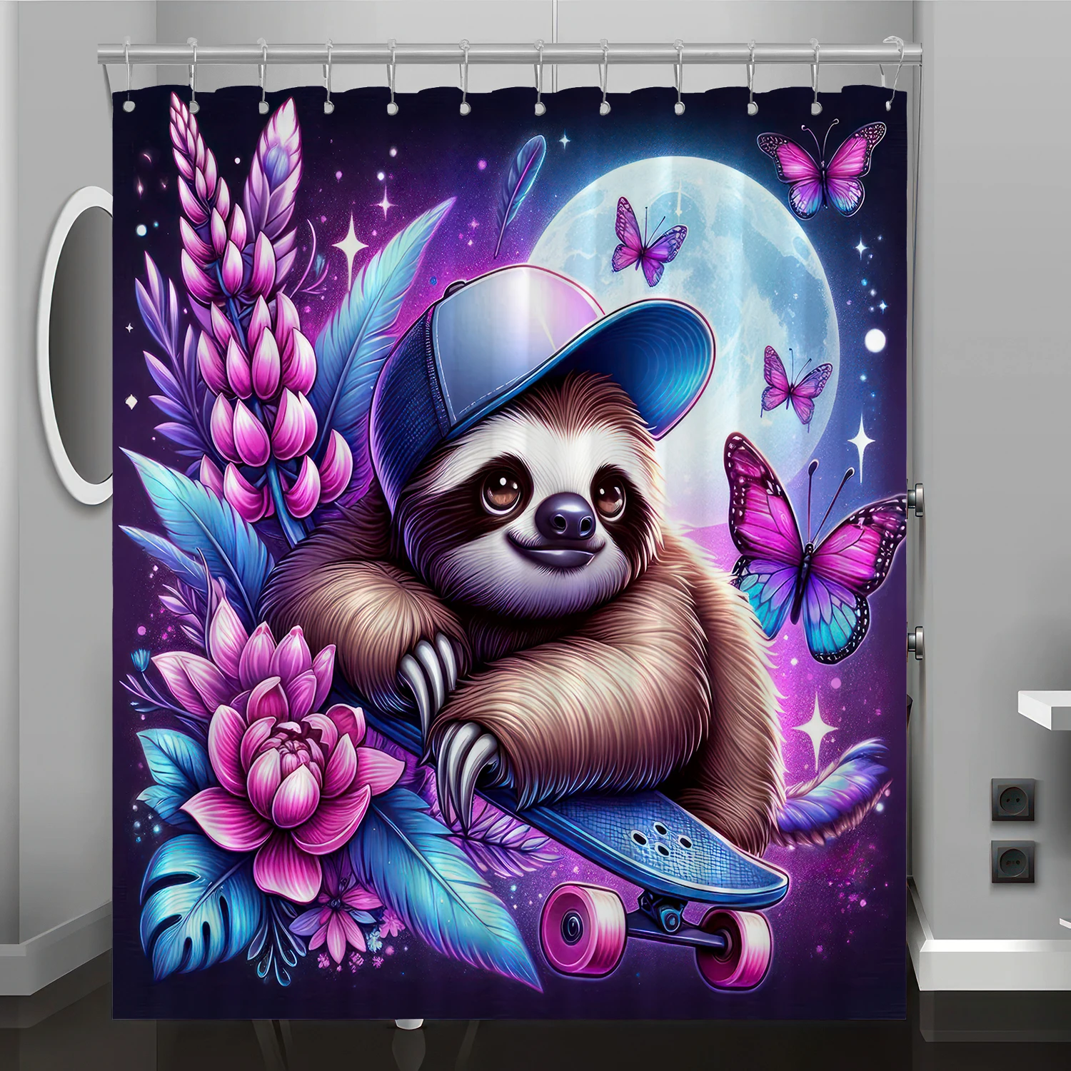 

Otter pattern digital print bath curtain