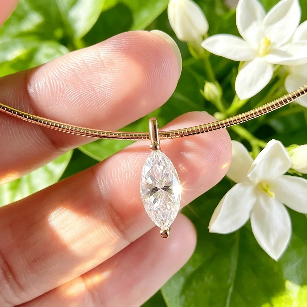 NASIA3CT Solitaire Moissanite Pendant Necklaces Women Party S925 Silver 1.5mm Solid Choker Big Diamond Neck Chain 2026