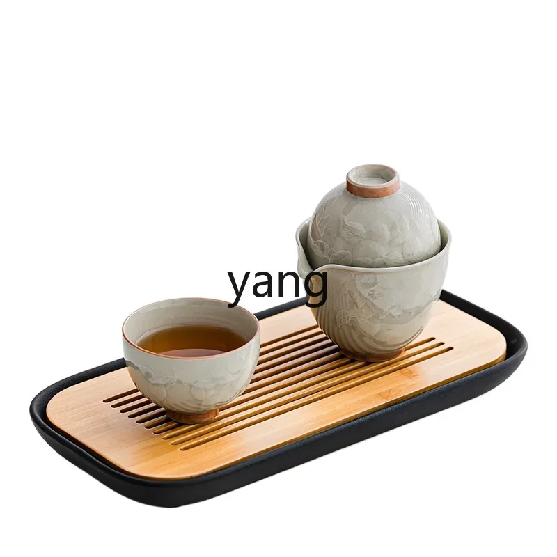 Lmm travel tea set teapot portable one pot two cups single kung fu tea cup