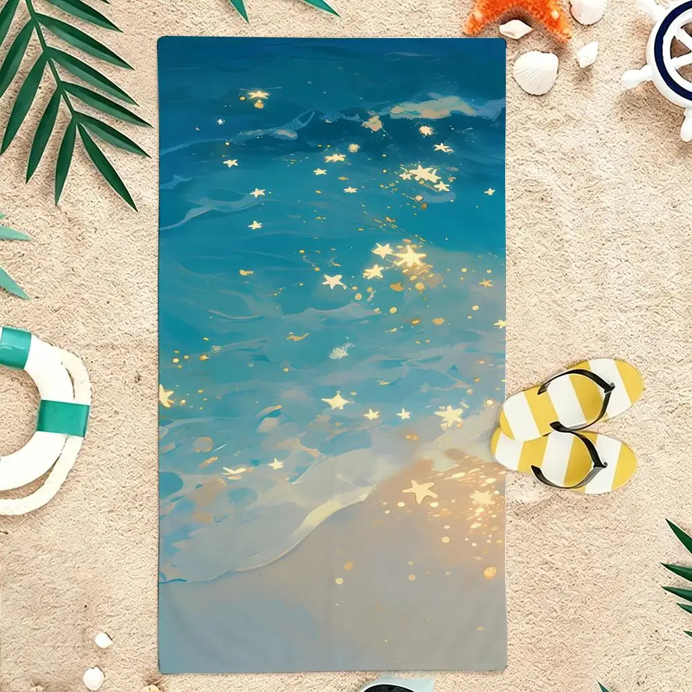 Nebula Colors Starfish Galaxy Gradient Towel Microfiber soft Beach Towel for Travel Fitness Sauna Bathing Camping