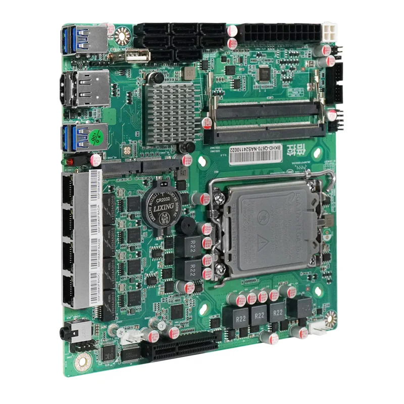 BKHD mITX Płyta główna Q670 LGA1700 4x2.5GbE DDR5 8xSATA PICe x4 Raid dla NAS Firewall Server Kompatybilny TrueNAS OMV ESXi Vpro