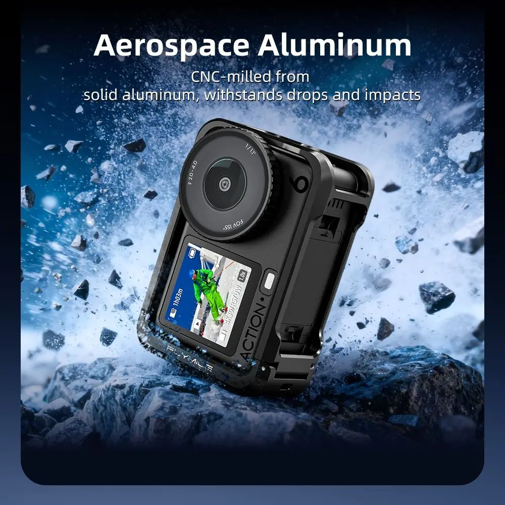 Aluminum Alloy Protective Case Built-in Cold Shoe Quick Release Metal Cage with Lens Cover Camera Frame for DJI Osmo Action 6