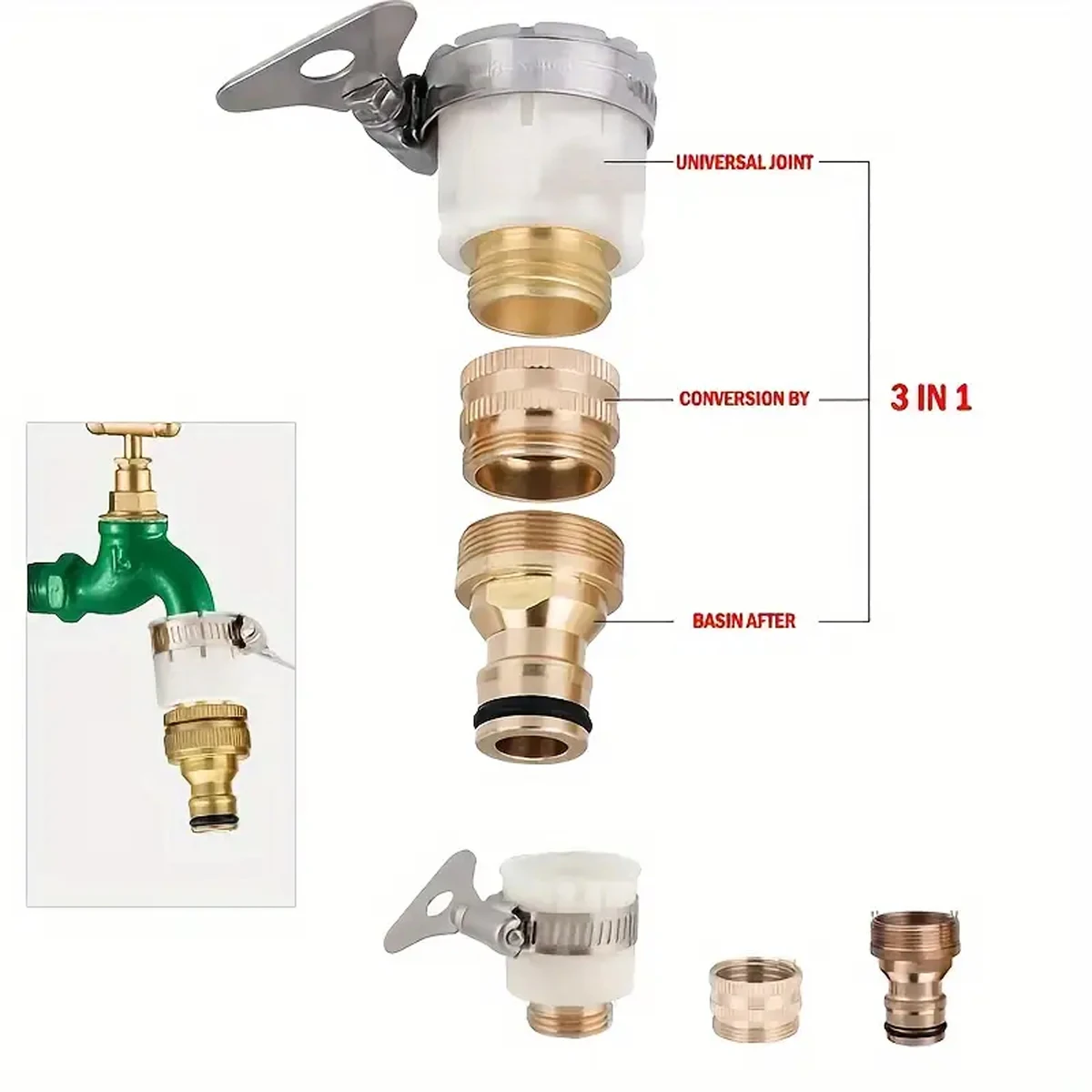 Three In One Multi-Purpose Connector Car Wash Water Gun 4-Point Connector Basin Adapter Octopus Connector Multifunctional