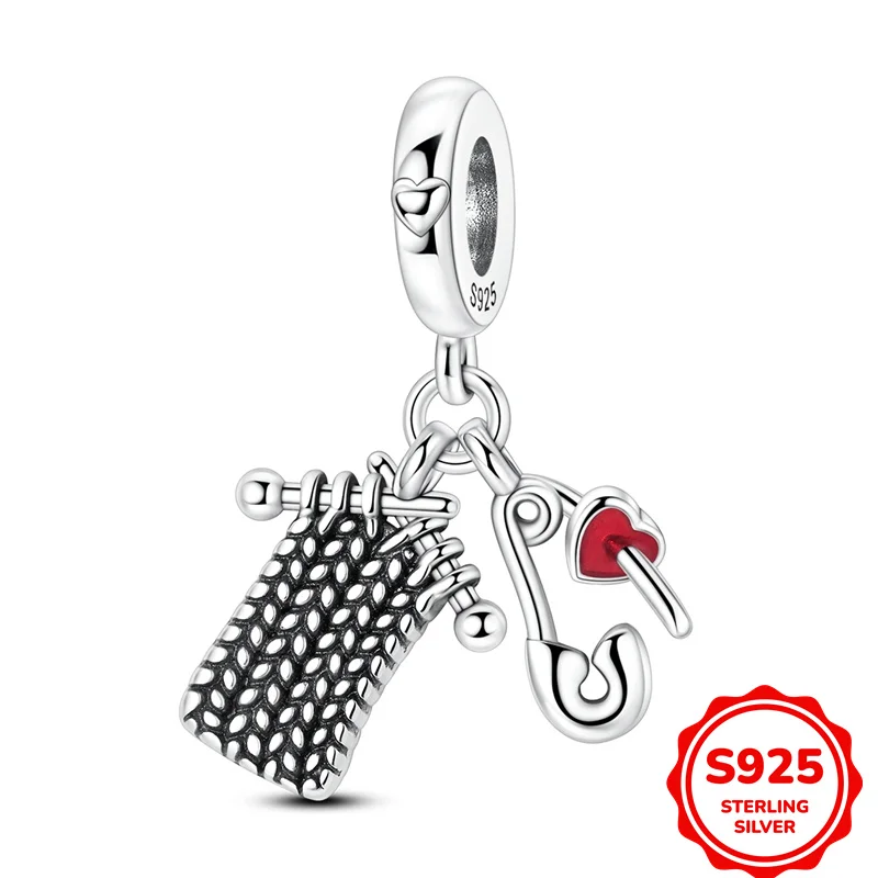 

100% 925 Sterling Silver Charms Beads Scarf Paperclip Two-in-one Pendant Charms Fit Original Bracelet DIY Women Jewelry Gift