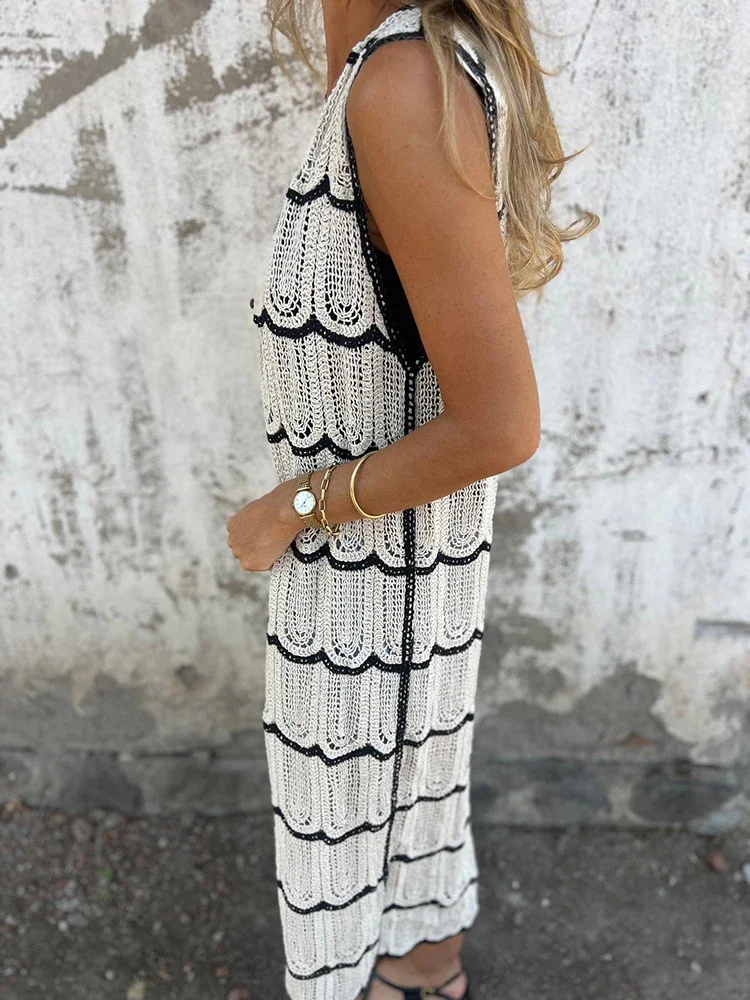 

Leisure vacation loose and comfortable long vest spring and summer new knitted sleeveless cardigan shawl coat