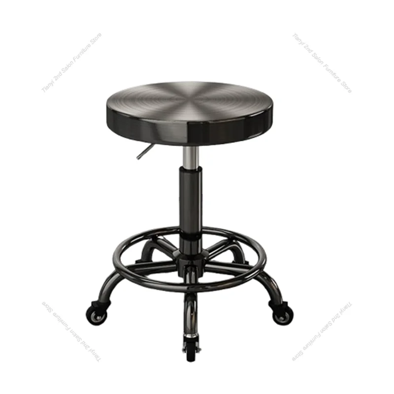 

Stainless Steel Salon Furniture-Swivel Lift Rolling Manicure Chair for Barbershop and Beautify Barber Chairs Stool Sandalye