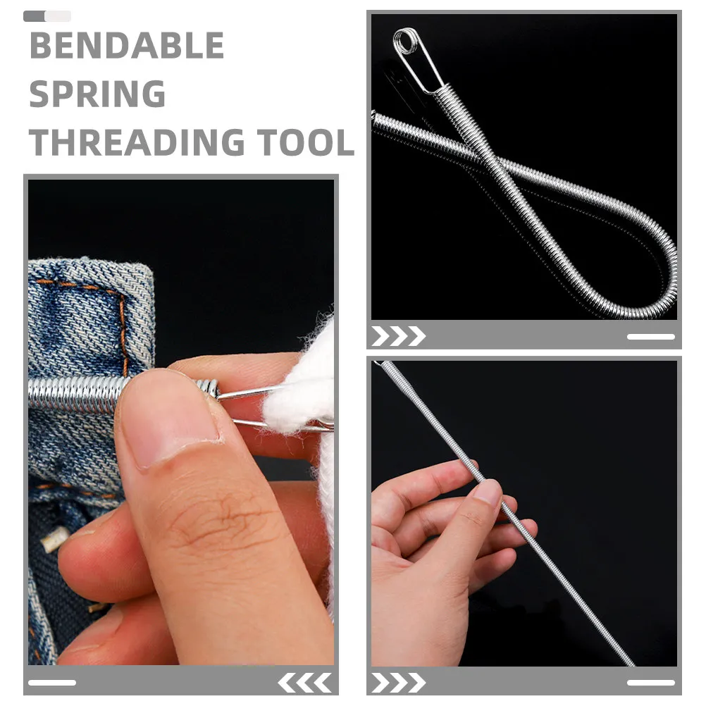 Bendable Stainless Steel Spring Threading Tool Set (2 pcs) for Elastic Drawstrings, Hoodies, Pants, Bags, DIY Sewing