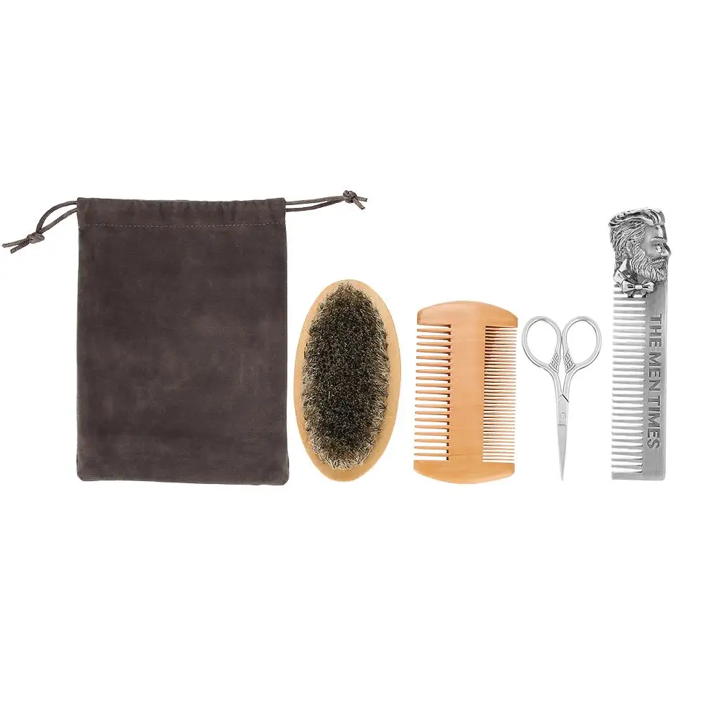 

Beard Grooming Kit: Double-Sided Brush, Styling Comb, Scissors & Cleaning Tools for Perfect Beard Care