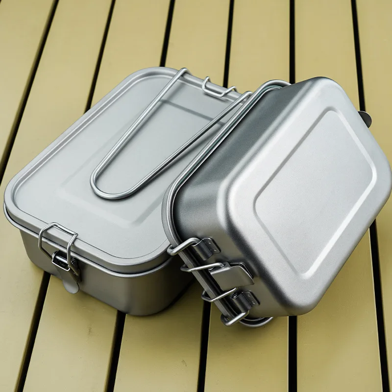 

800ml/1200ml Healthy Titanium Alloy Portable Bento Dinner Box Leak-Proof Lunch Box Rectangle Food Storage Containers TitaniumBox